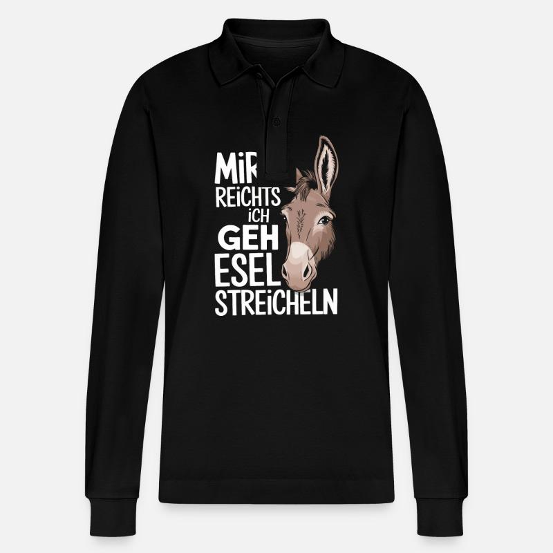Esel Eselchen Maultier Muli - Stanley/Stella Unisex Bio-Langarm-Poloshirt Prepster - Schwarz