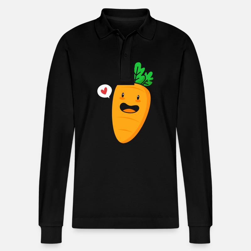 Karotte Gemüse - Stanley/Stella Unisex Bio-Langarm-Poloshirt Prepster - Schwarz