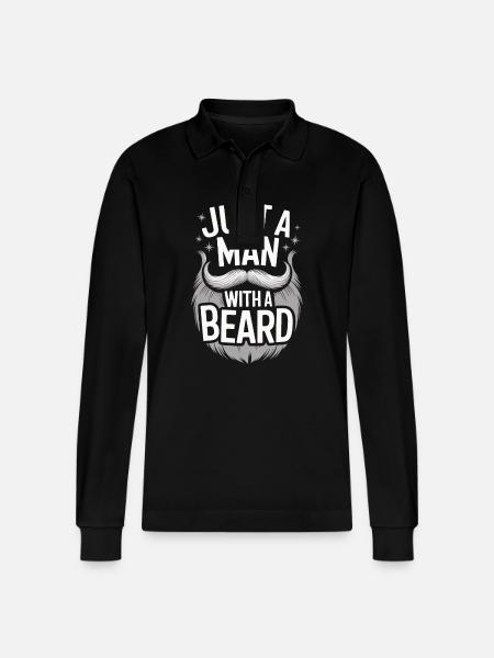 Beard Mustache Bearded Men - Stanley/Stella Organic Unisex Long-Sleeved Polo Shirt Prepster - black
