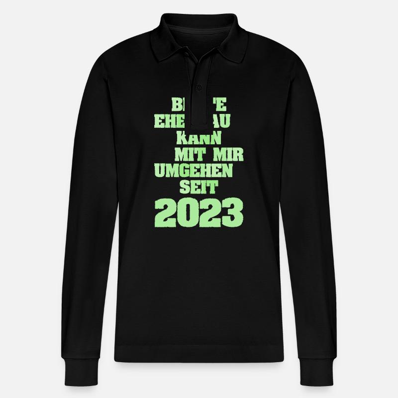 Ehe 2023 - Stanley/Stella Unisex Bio-Langarm-Poloshirt Prepster - Schwarz