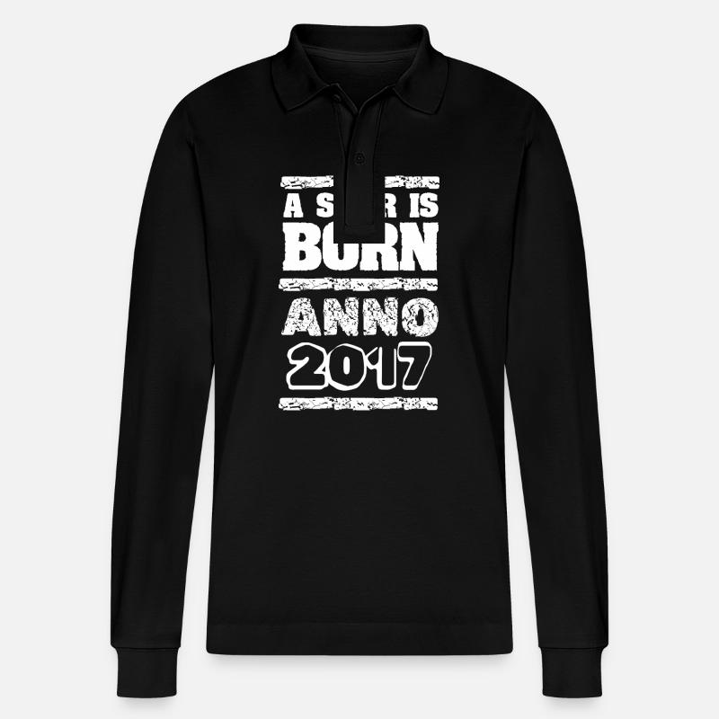 Jahr 2017 - Stanley/Stella Unisex Bio-Langarm-Poloshirt Prepster - Schwarz
