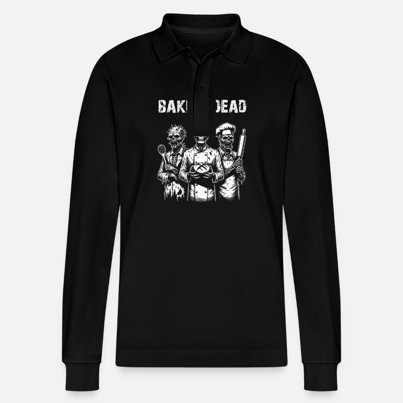 Zombie Baker Creepy Baker - Stanley/Stella Organic Unisex Long-Sleeved Polo Shirt Prepster - black