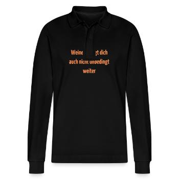 Weinen bringt dich auch nicht unbedingt weiter - Stanley/Stella Unisex Bio-Langarm-Poloshirt Prepster - Schwarz - Vorne - Anna (173cm) & Nico (186cm)
