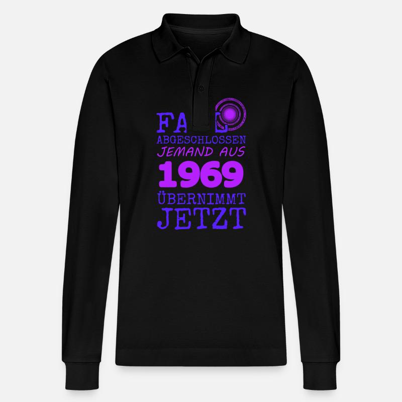 1969 1969 - Stanley/Stella Unisex Bio-Langarm-Poloshirt Prepster - Schwarz