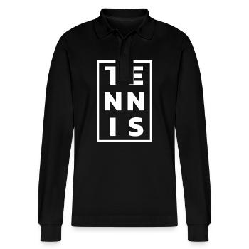 Tennis Vintage Tennis Lover Tennisspieler Spruch - Stanley/Stella Unisex Bio-Langarm-Poloshirt Prepster - Schwarz - Vorne - Anna (173cm) & Nico (186cm)