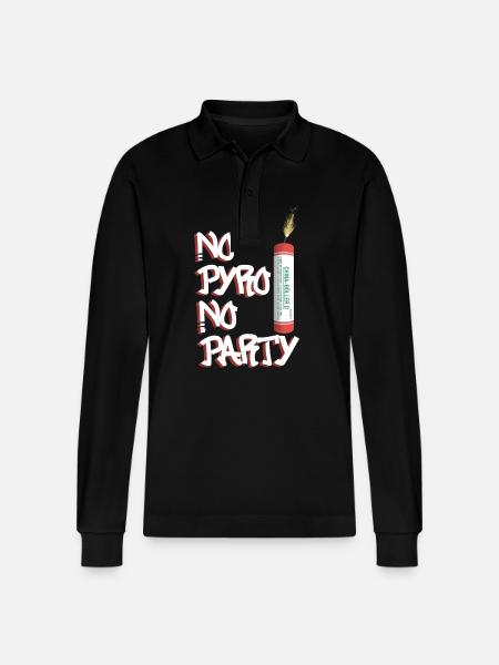 No Pyro No Party - Stanley/Stella Organic Unisex Long-Sleeved Polo Shirt Prepster - black