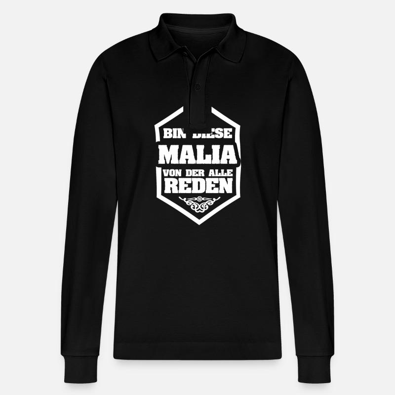 Malia als Rufname - Stanley/Stella Unisex Bio-Langarm-Poloshirt Prepster - Schwarz