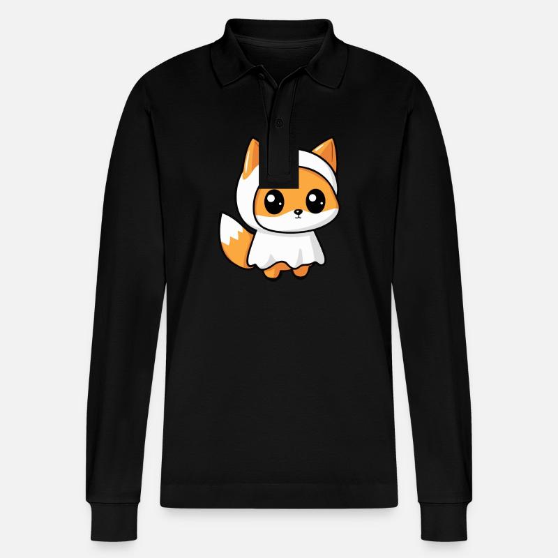 Fuchs Halloween Lustig Geist - Stanley/Stella Unisex Bio-Langarm-Poloshirt Prepster - Schwarz