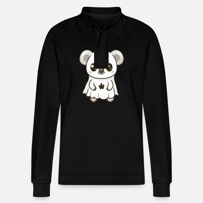 Koala Halloween Lustig Geist - Stanley/Stella Unisex Bio-Langarm-Poloshirt Prepster - Schwarz