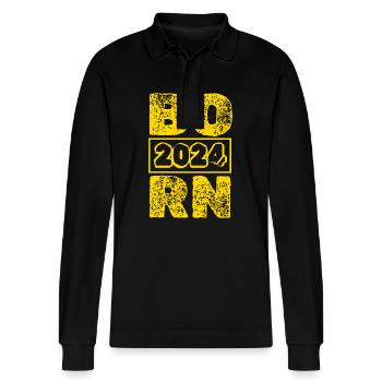 Born 2024 - Stanley/Stella Organic Unisex Long-Sleeved Polo Shirt Prepster - black - Front - Anna (173cm) & Nico (186cm)