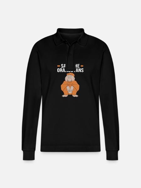 Orangutan - Stanley/Stella Organic Unisex Long-Sleeved Polo Shirt Prepster - black