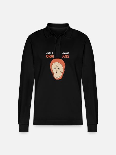 Orang Utan - Stanley/Stella Organic Unisex Long-Sleeved Polo Shirt Prepster - black