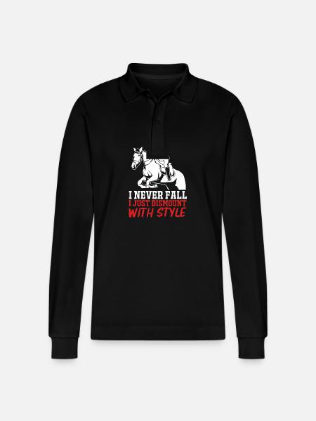 Springreiten Springpferd - Stanley/Stella Unisex Bio-Langarm-Poloshirt Prepster - Schwarz