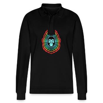 Gorilla - Stanley/Stella Organic Unisex Long-Sleeved Polo Shirt Prepster - black - Front - Anna (173cm) & Nico (186cm)