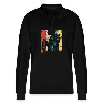 Gorilla - Stanley/Stella Organic Unisex Long-Sleeved Polo Shirt Prepster - black - Front - Anna (173cm) & Nico (186cm)