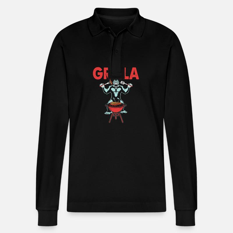 Gorilla - Stanley/Stella Unisex Bio-Langarm-Poloshirt Prepster - Schwarz