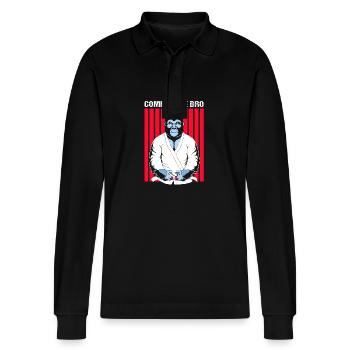 Gorilla - Stanley/Stella Organic Unisex Long-Sleeved Polo Shirt Prepster - black - Front - Anna (173cm) & Nico (186cm)