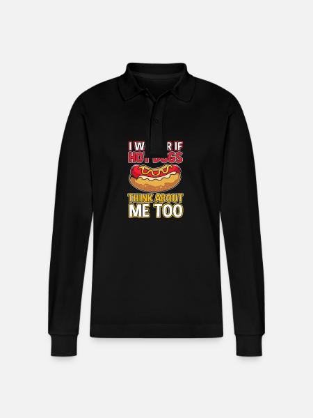 Hot Dog Snack - Stanley/Stella Organic Unisex Long-Sleeved Polo Shirt Prepster - black