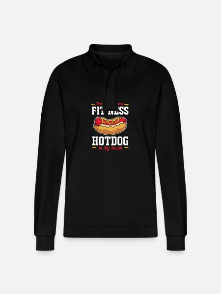 Hot Dog Snack - Stanley/Stella Organic Unisex Long-Sleeved Polo Shirt Prepster - black