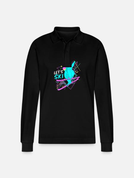 Ski Ski Holiday - Stanley/Stella Organic Unisex Long-Sleeved Polo Shirt Prepster - black