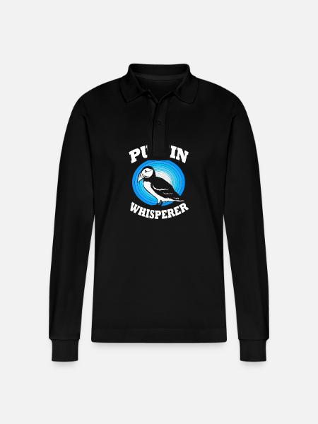 Papageientaucher Puffin - Stanley/Stella Organic Unisex Long-Sleeved Polo Shirt Prepster - black