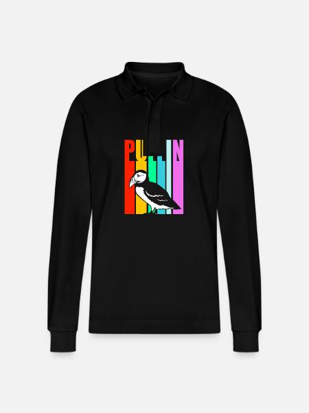 Papageientaucher Puffin - Stanley/Stella Organic Unisex Long-Sleeved Polo Shirt Prepster - black