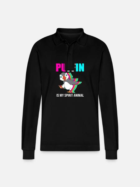 Papageientaucher Puffin - Stanley/Stella Organic Unisex Long-Sleeved Polo Shirt Prepster - black