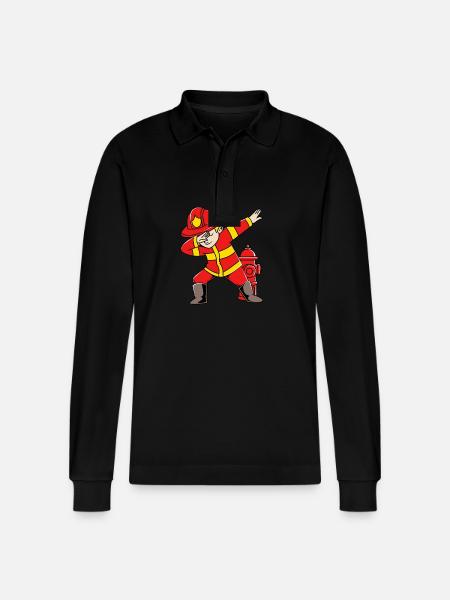 Firefighter Fire Brigade - Stanley/Stella Organic Unisex Long-Sleeved Polo Shirt Prepster - black
