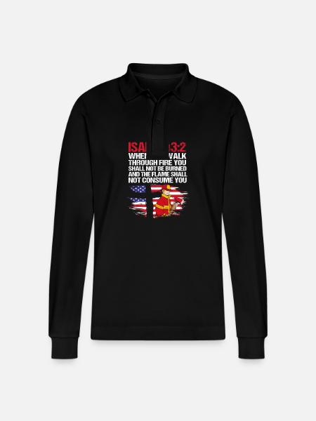 Firefighter Fire Brigade - Stanley/Stella Organic Unisex Long-Sleeved Polo Shirt Prepster - black