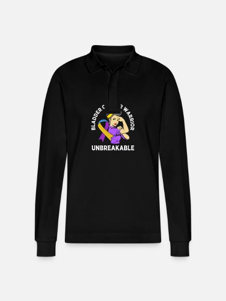 Bladder Cancer Cancer Bladder - Stanley/Stella Organic Unisex Long-Sleeved Polo Shirt Prepster - black
