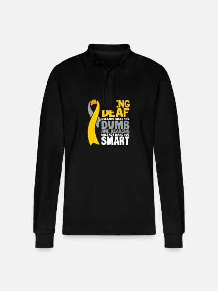 Deaf Deaf Deaf Sign Language - Stanley/Stella Organic Unisex Long-Sleeved Polo Shirt Prepster - black