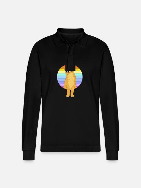 Tabby Cat - Stanley/Stella Organic Unisex Long-Sleeved Polo Shirt Prepster - black