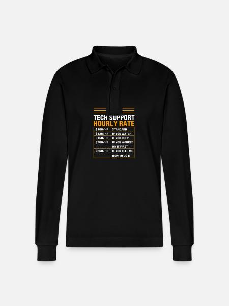 Tech Support - Stanley/Stella Organic Unisex Long-Sleeved Polo Shirt Prepster - black