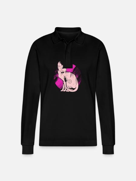 Sphynx - Stanley/Stella Organic Unisex Long-Sleeved Polo Shirt Prepster - black