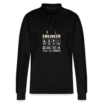 Civil Engineer Construction Site Construction Worker - Stanley/Stella Organic Unisex Long-Sleeved Polo Shirt Prepster - black - Front - Anna (173cm) & Nico (186cm)