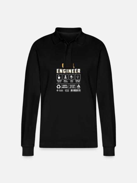 Civilingenjör, Byggarbetsplats, Byggarbetare - Ekologisk långärmad pikétröja Prepster unisex från Stanley/Stella - svart