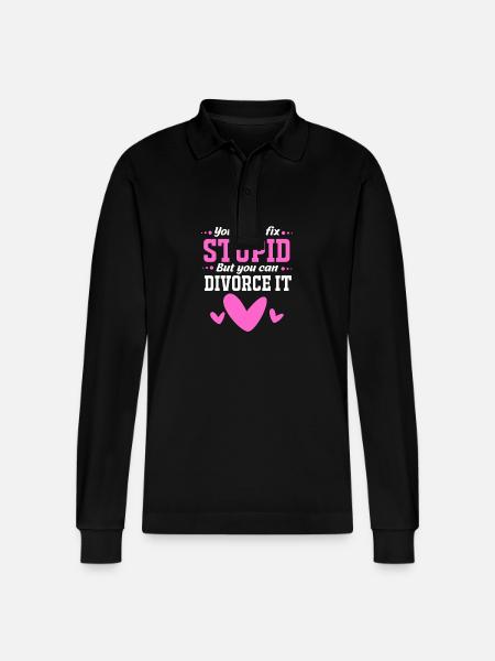 Divorce - Stanley/Stella Organic Unisex Long-Sleeved Polo Shirt Prepster - black