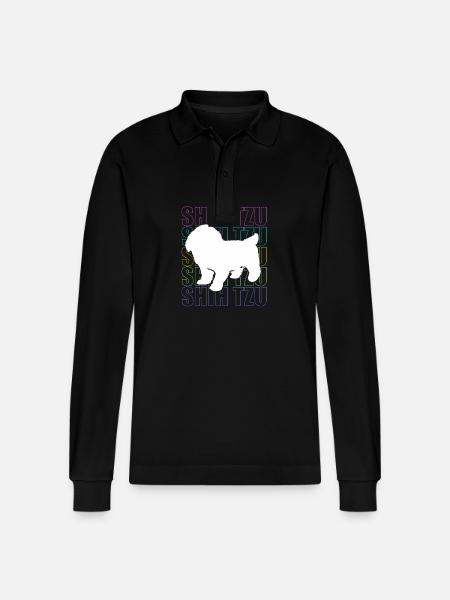 Shih Tzu - Stanley/Stella Organic Unisex Long-Sleeved Polo Shirt Prepster - black
