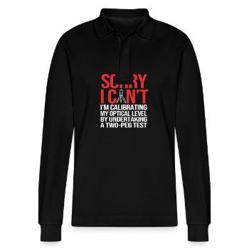 Surveyor - Stanley/Stella Organic Unisex Long-Sleeved Polo Shirt Prepster - black - Front - Anna (173cm) & Nico (186cm)