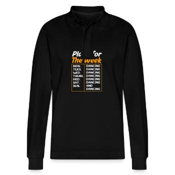 Breakdancing - Stanley/Stella Organic Unisex Long-Sleeved Polo Shirt Prepster - black - Front - Anna (173cm) & Nico (186cm)