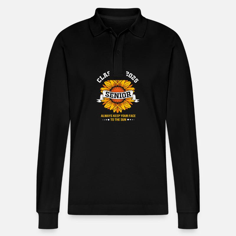 Klasse von 2025 - Stanley/Stella Unisex Bio-Langarm-Poloshirt Prepster - Schwarz