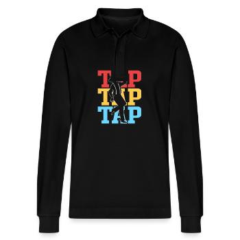 Tap dance - Stanley/Stella Organic Unisex Long-Sleeved Polo Shirt Prepster - black - Front - Anna (173cm) & Nico (186cm)