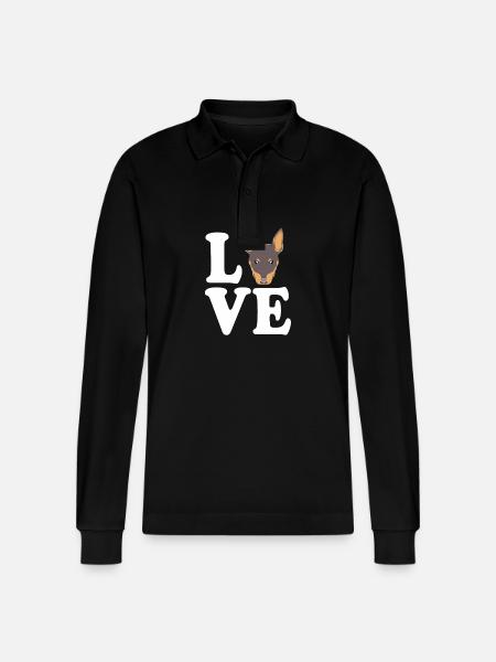 Miniature Pinscher - Stanley/Stella Organic Unisex Long-Sleeved Polo Shirt Prepster - black