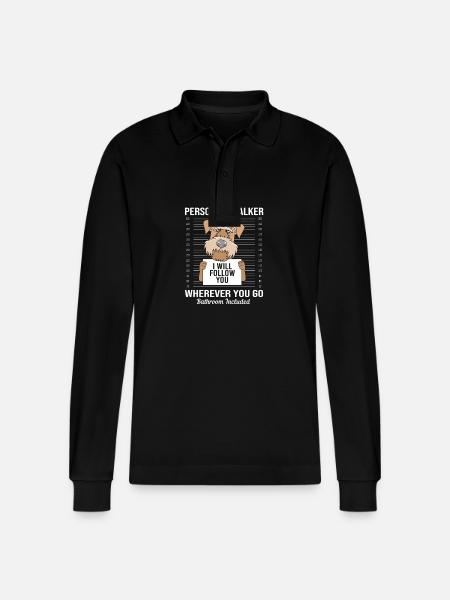 Airedale Terrier - Stanley/Stella Organic Unisex Long-Sleeved Polo Shirt Prepster - black