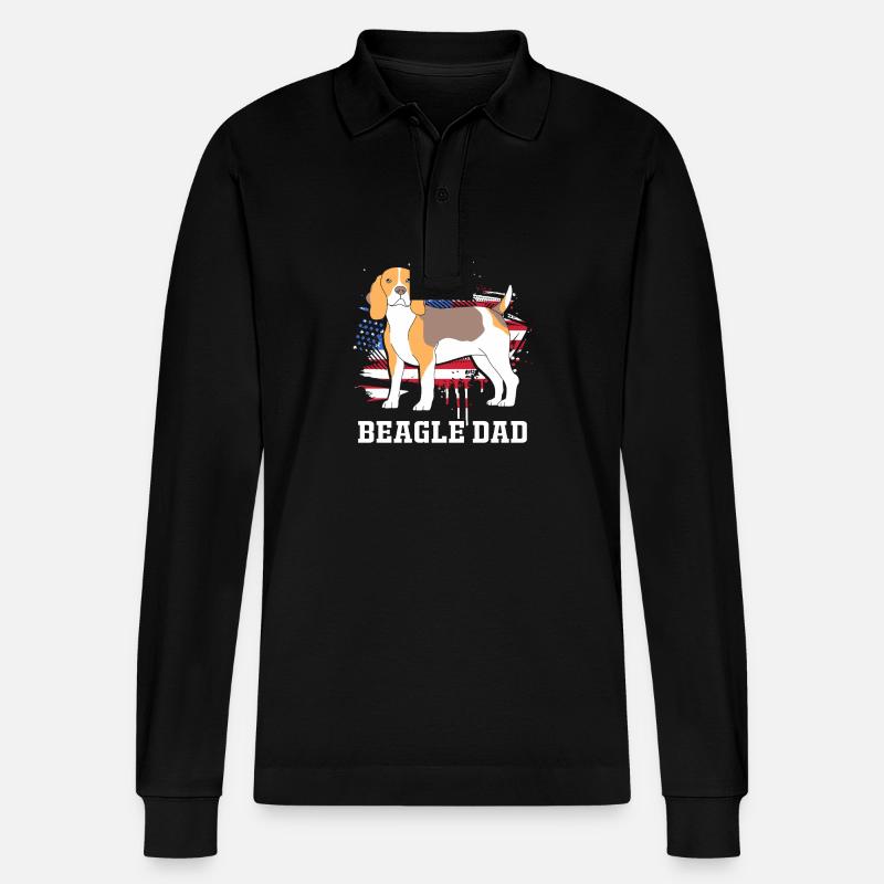 Papa Beagle - Polo à manches longues bio PREPSTER Stanley/Stella Unisexe - noir