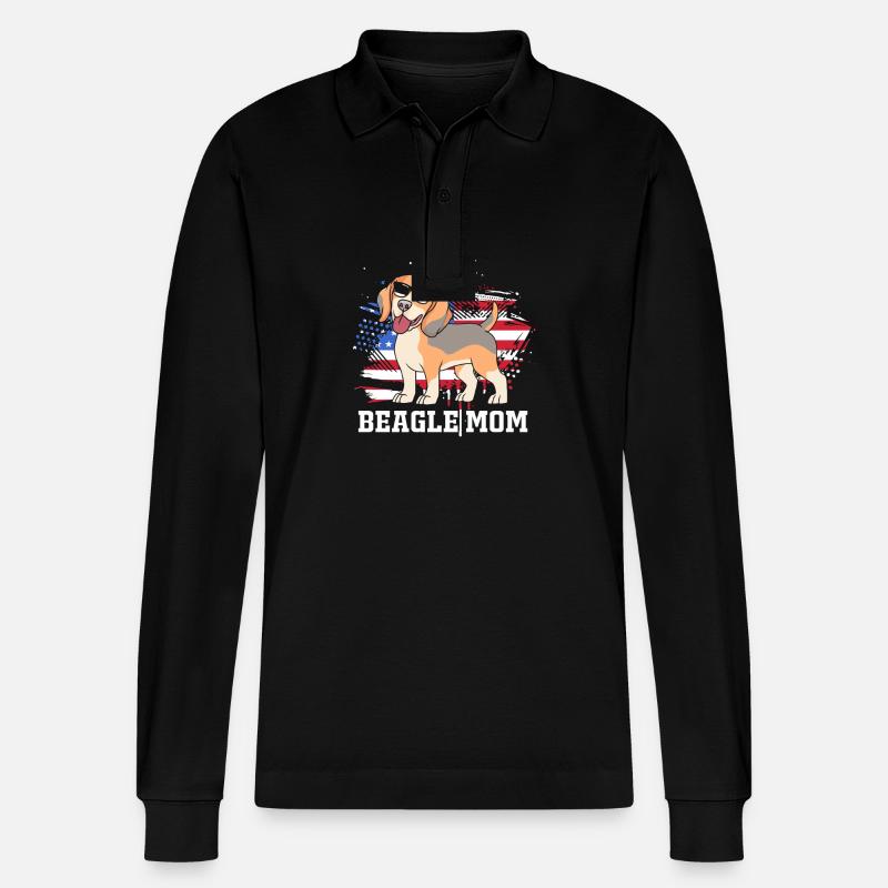 Beagle Mama Mutter Hundemama - Stanley/Stella Unisex Bio-Langarm-Poloshirt Prepster - Schwarz