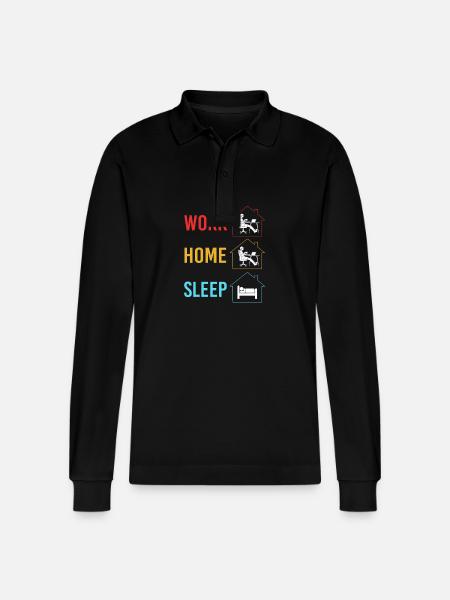 Remote home office - Stanley/Stella Organic Unisex Long-Sleeved Polo Shirt Prepster - black