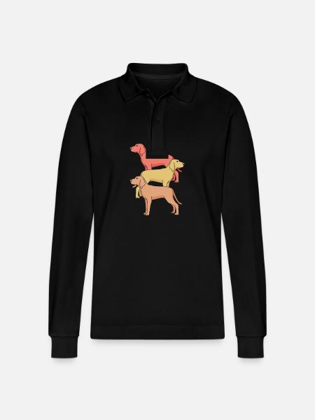 Redbone Coonhound - Stanley/Stella Organic Unisex Long-Sleeved Polo Shirt Prepster - black