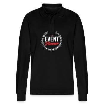 Event Planner - Stanley/Stella Organic Unisex Long-Sleeved Polo Shirt Prepster - black - Front - Anna (173cm) & Nico (186cm)
