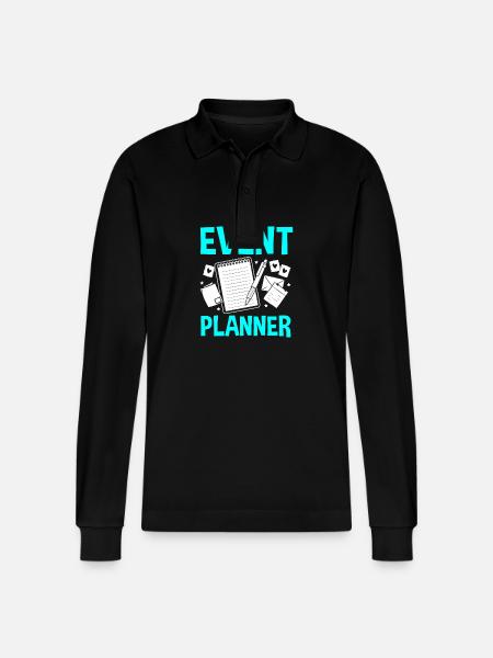 Event Planner - Stanley/Stella Organic Unisex Long-Sleeved Polo Shirt Prepster - black